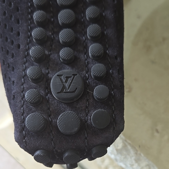 Louis Vuitton Black Loafers with Gold Accents LOGO - Picture 4 of 15
